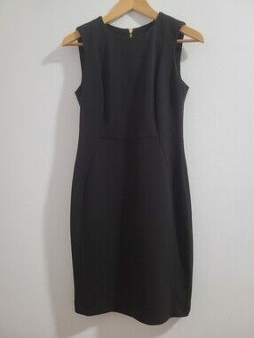Calvin Klein Black Sleeveless Midi Sheath Dress